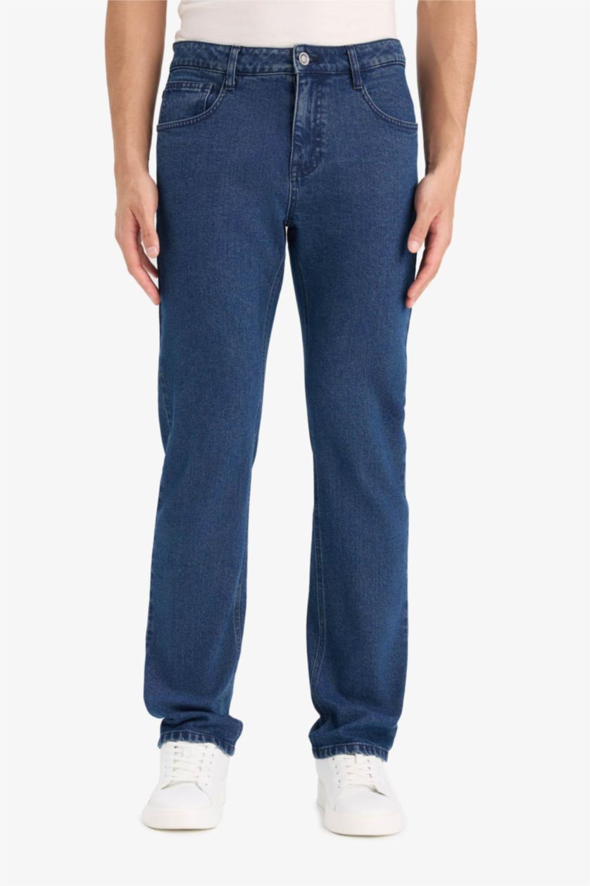 Men Dark Blue Sergio Regular Fit Regular Waist Straight Leg Jeans