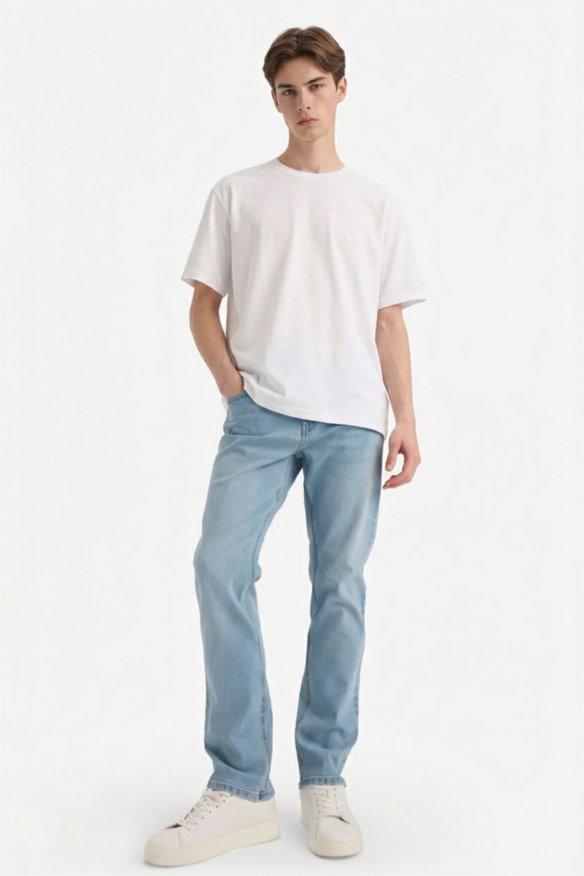 Man Light Blue Sergio Regular Fit Normal Waist Straight Leg Jeans