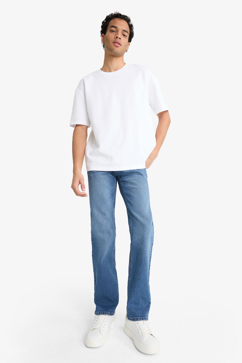 Ерлер Көк Sergio Regular Fit орташа белді түзу балақты джинс шалбар