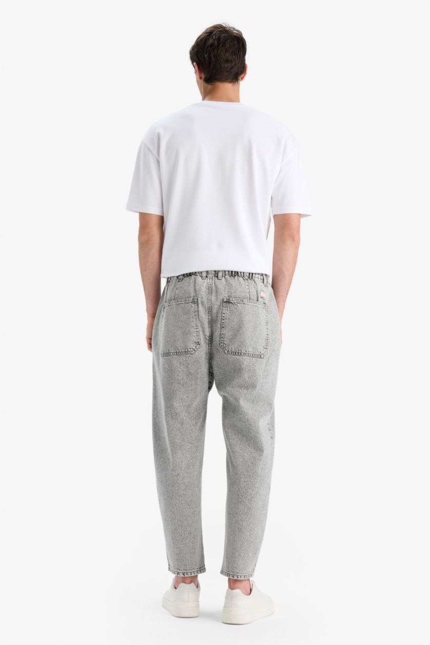 Мужчины Светло-серый Джинсы с эластичной посадкой, свободного кроя и прямыми штанинами