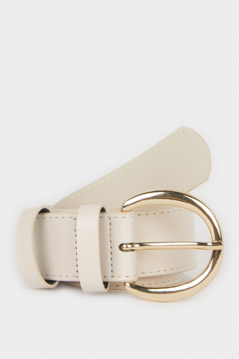 Kadın Bej Kadın Büyük Toka Suni Deri Jean Kemeri