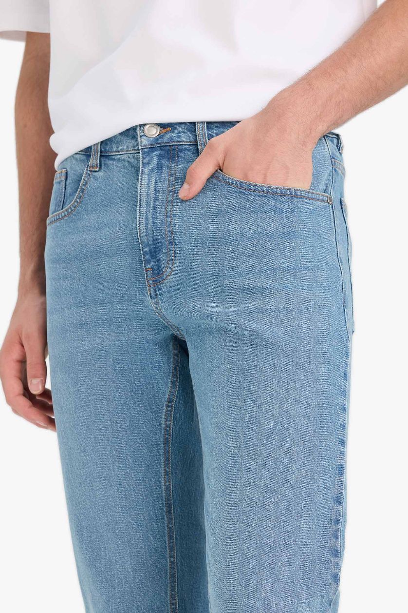 رجالي أزرق بنطلون جينز سليم فيت برجل عادي