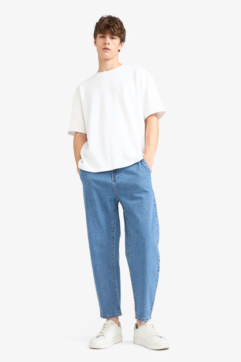 Ерлер Көк Relaxed Slouchy Fit түзу балақты джинс шалбар