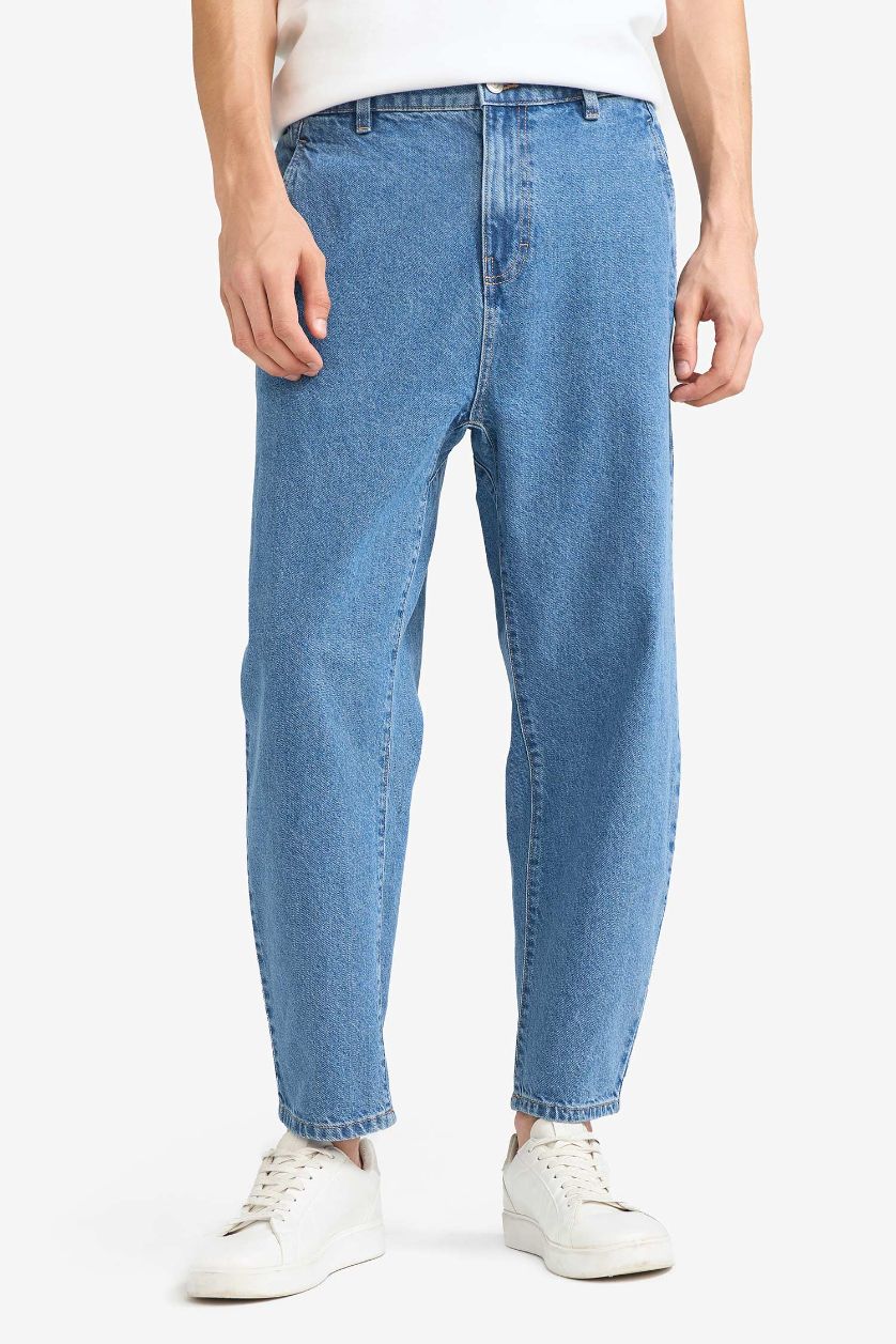 Ерлер Көк Relaxed Slouchy Fit түзу балақты джинс шалбар