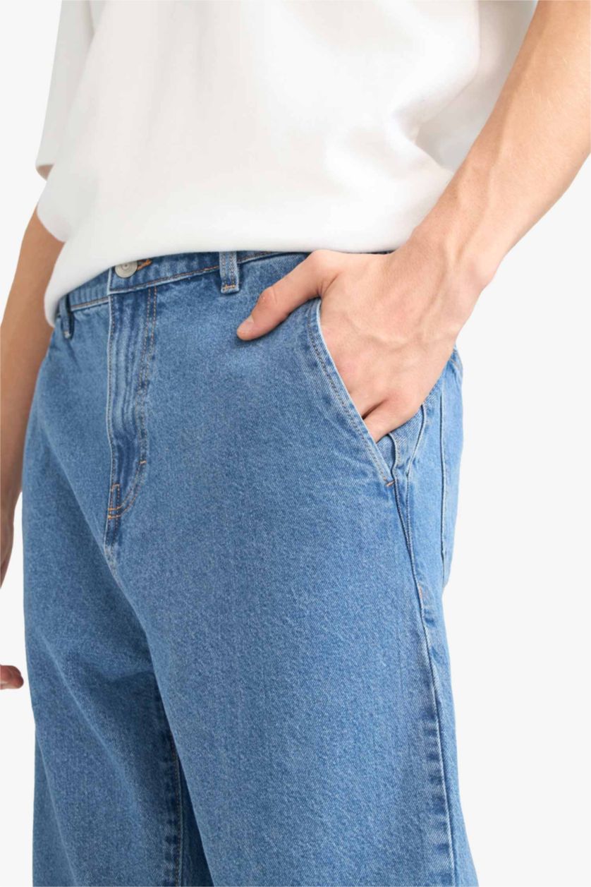 Ерлер Көк Relaxed Slouchy Fit түзу балақты джинс шалбар