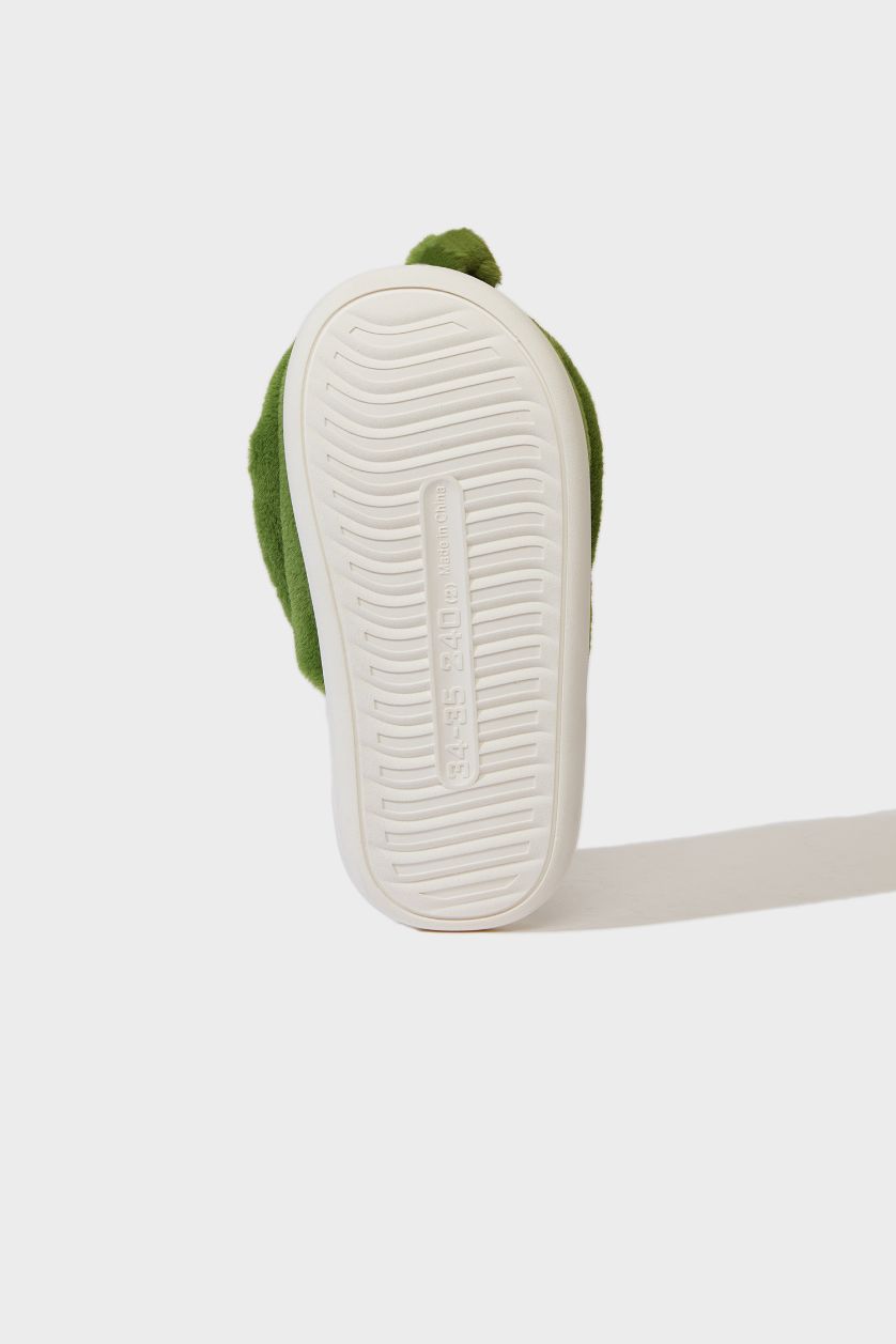 أولادي أخضر شبشب بيت اولادي مطبوع قطيفة بكعب مسطح