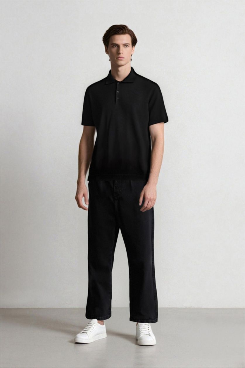 Ерлер қара баллон деним тұрақты етек Шалбар