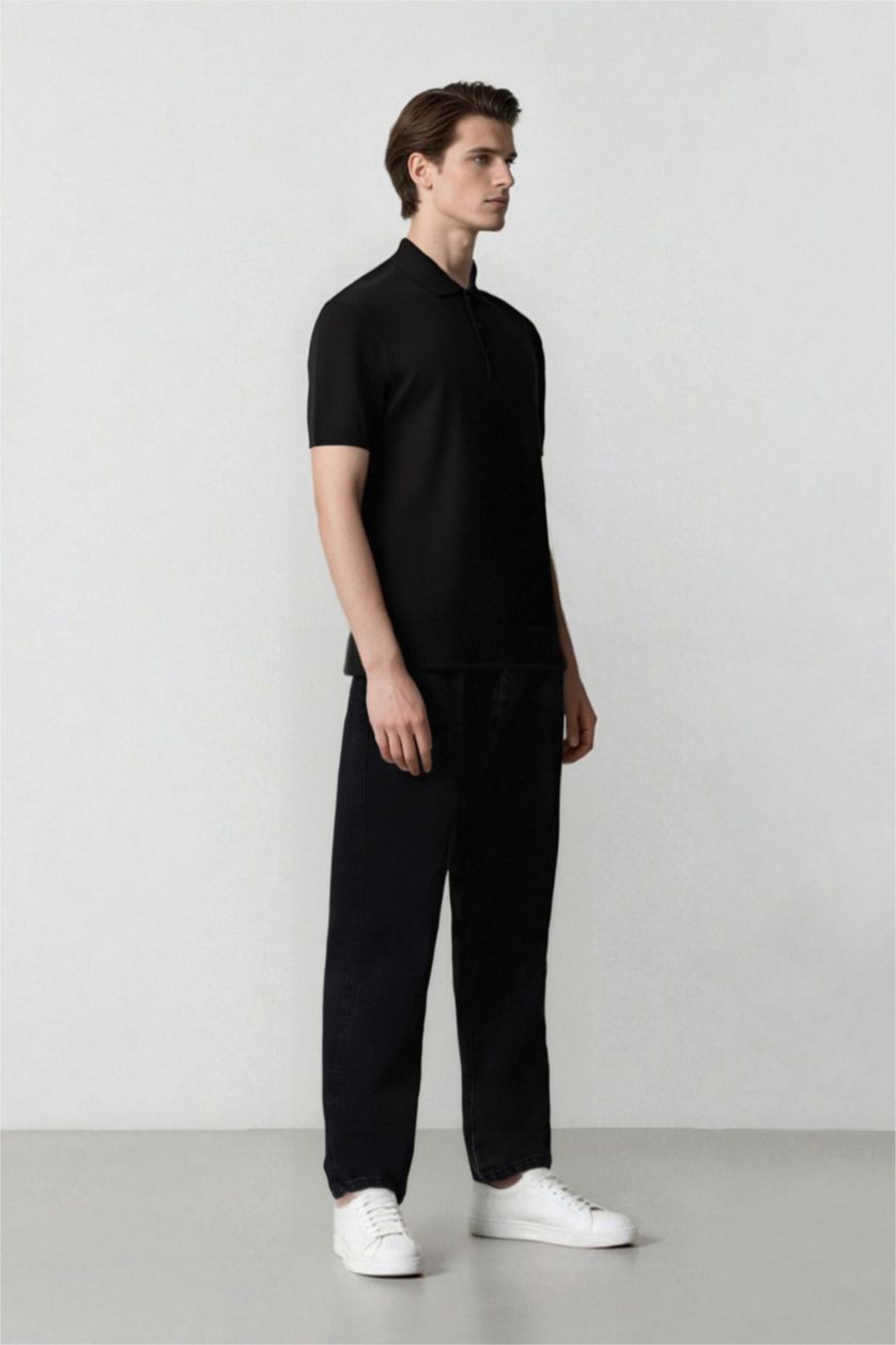 Ерлер қара баллон деним тұрақты етек Шалбар