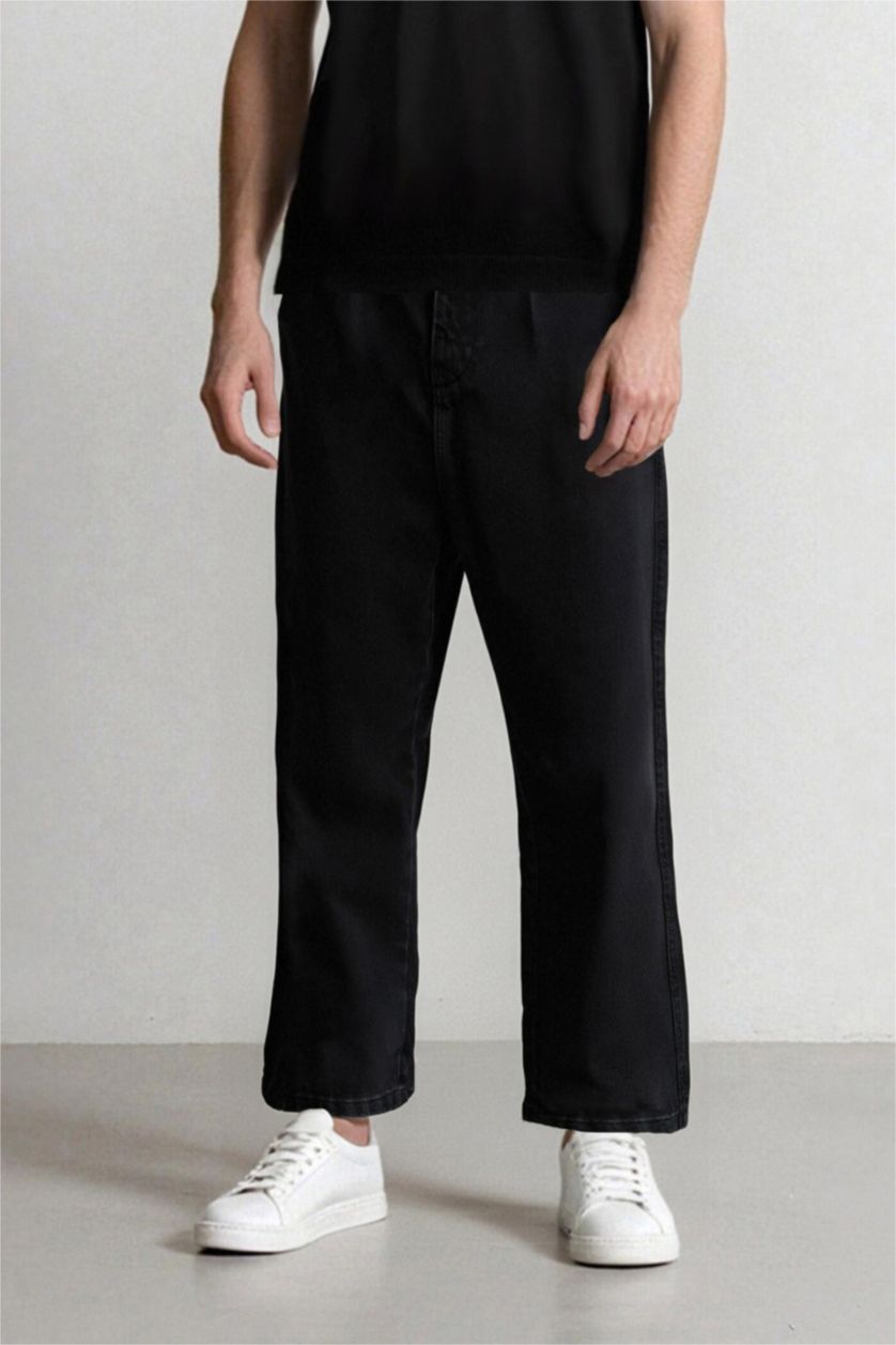 Ерлер қара баллон деним тұрақты етек Шалбар