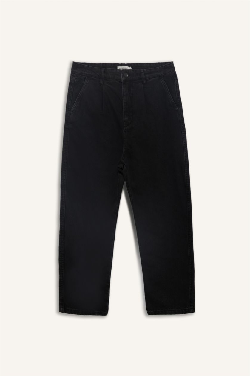 Ерлер қара баллон деним тұрақты етек Шалбар