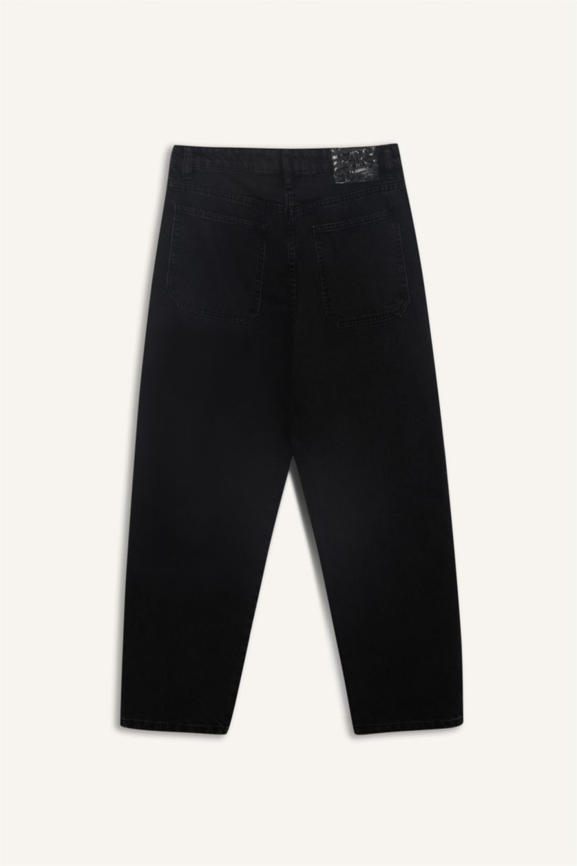 Ерлер қара баллон деним тұрақты етек Шалбар