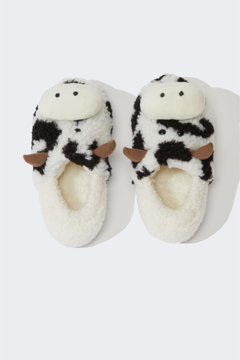 بناتي MIXED شبشب بيت بناتي بيزك بكعب مسطح على شكل بقرة