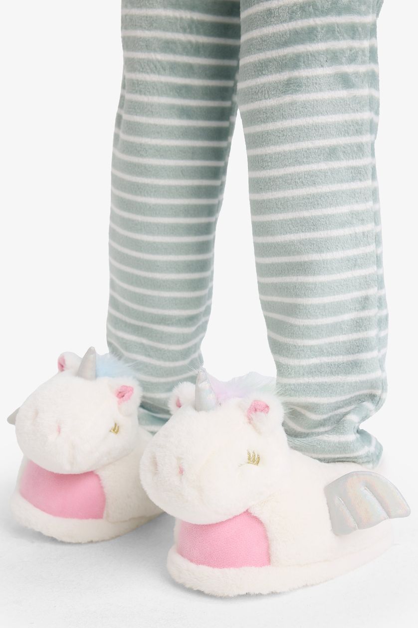 GIRLS & TEENS White Girl Flat Sole Unicorn Home Slippers