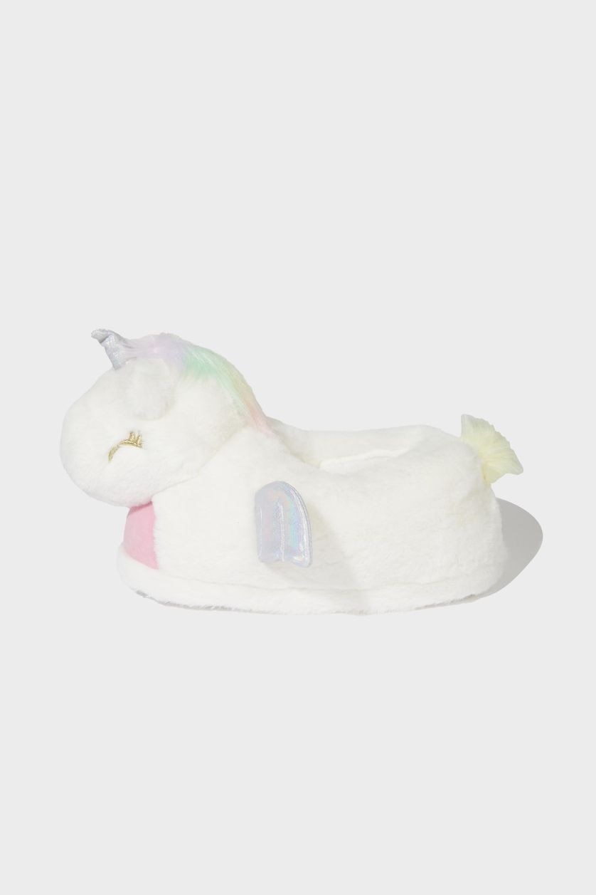 GIRLS & TEENS White Girl Flat Sole Unicorn Home Slippers