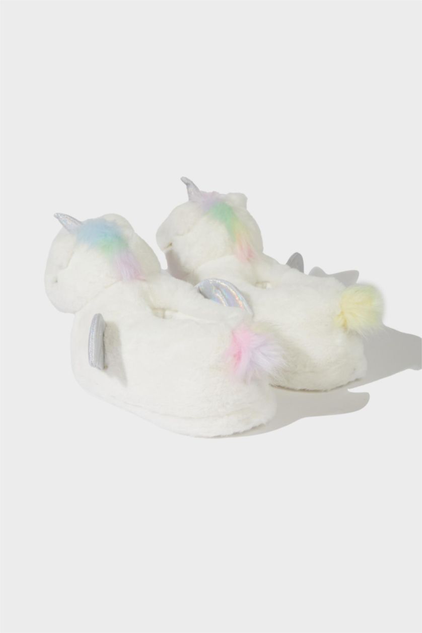 GIRLS & TEENS White Girl Flat Sole Unicorn Home Slippers