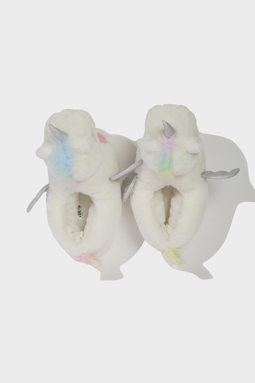 GIRLS & TEENS White Girl Flat Sole Unicorn Home Slippers