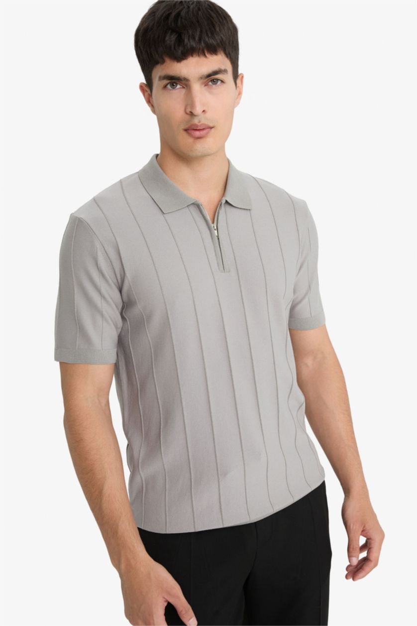 رجال رمادي تيشيرت بولو تريكو نص ردن قصة عادية