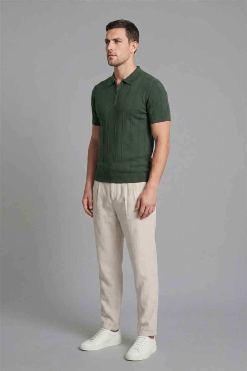 HOMME Vert Foncé Polo en maille à col polo et manches courtes Coupe standard