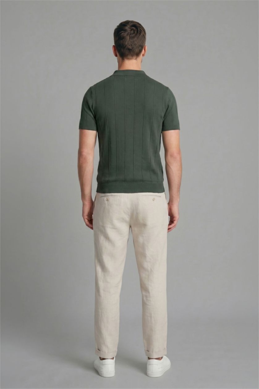 HOMME Vert Foncé Polo en maille à col polo et manches courtes Coupe standard