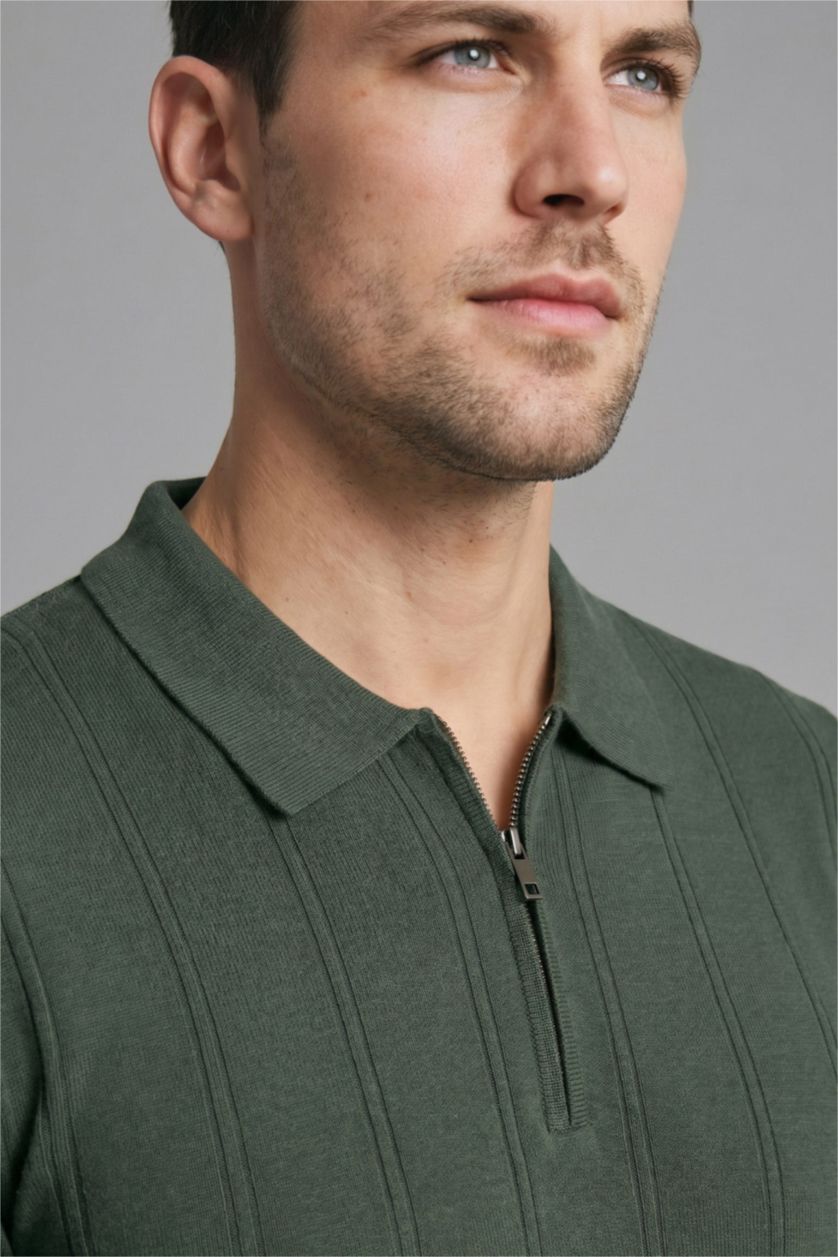 HOMME Vert Foncé Polo en maille à col polo et manches courtes Coupe standard