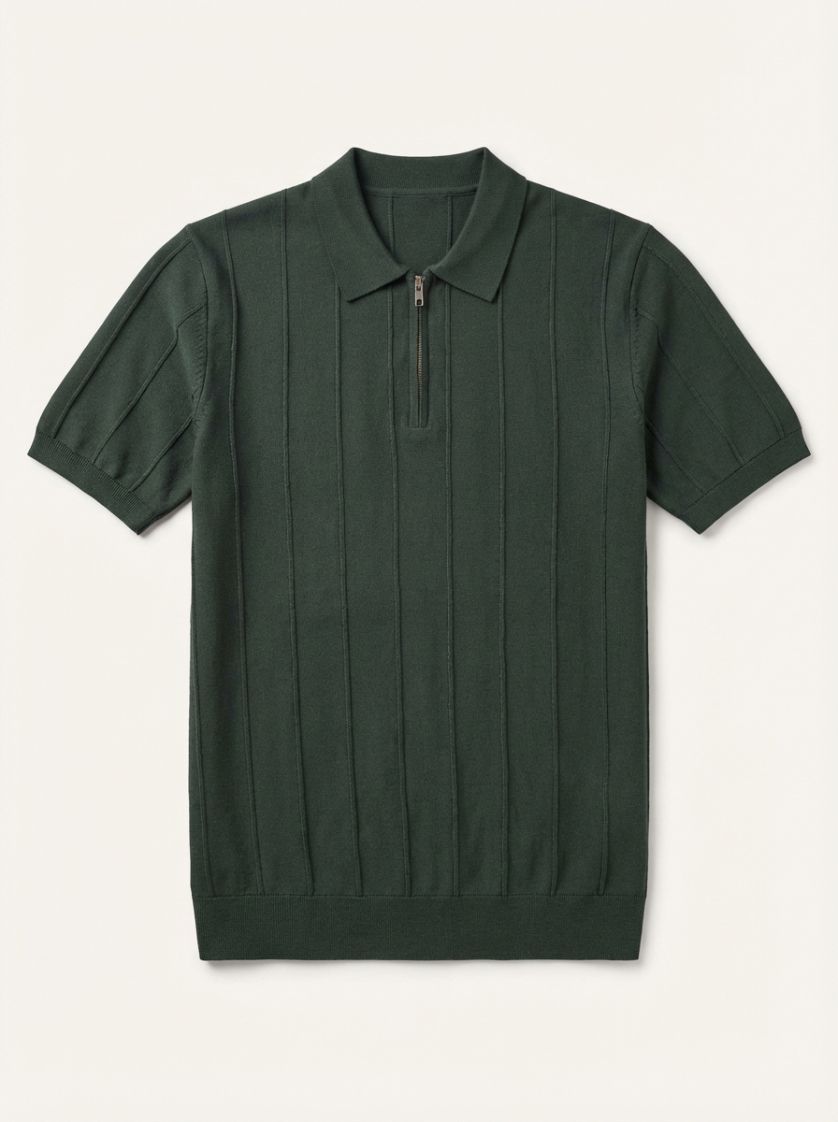 HOMME Vert Foncé Polo en maille à col polo et manches courtes Coupe standard