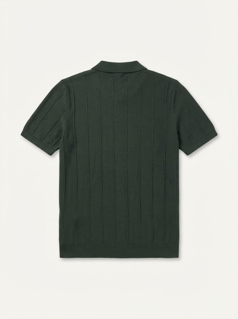 HOMME Vert Foncé Polo en maille à col polo et manches courtes Coupe standard