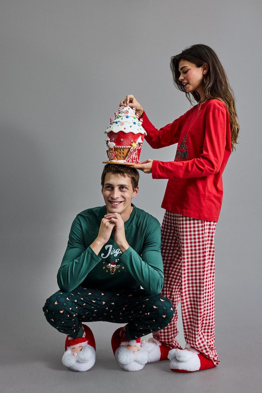 Man White Man Flat Sole Christmas Home Slippers