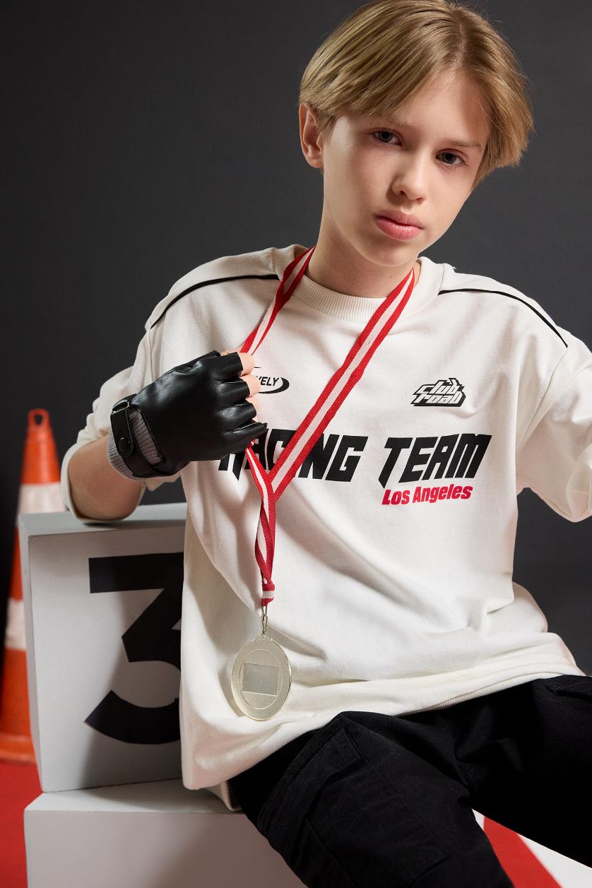 GARÇONS Blanc Sweatshirt imprimé à col rond pour garçon