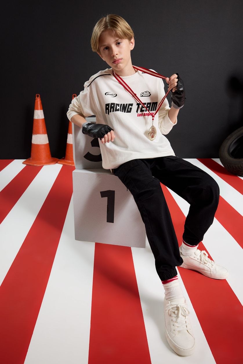 GARÇONS Blanc Sweatshirt imprimé à col rond pour garçon