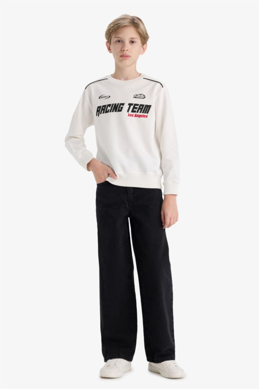 GARÇONS Blanc Sweatshirt imprimé à col rond pour garçon