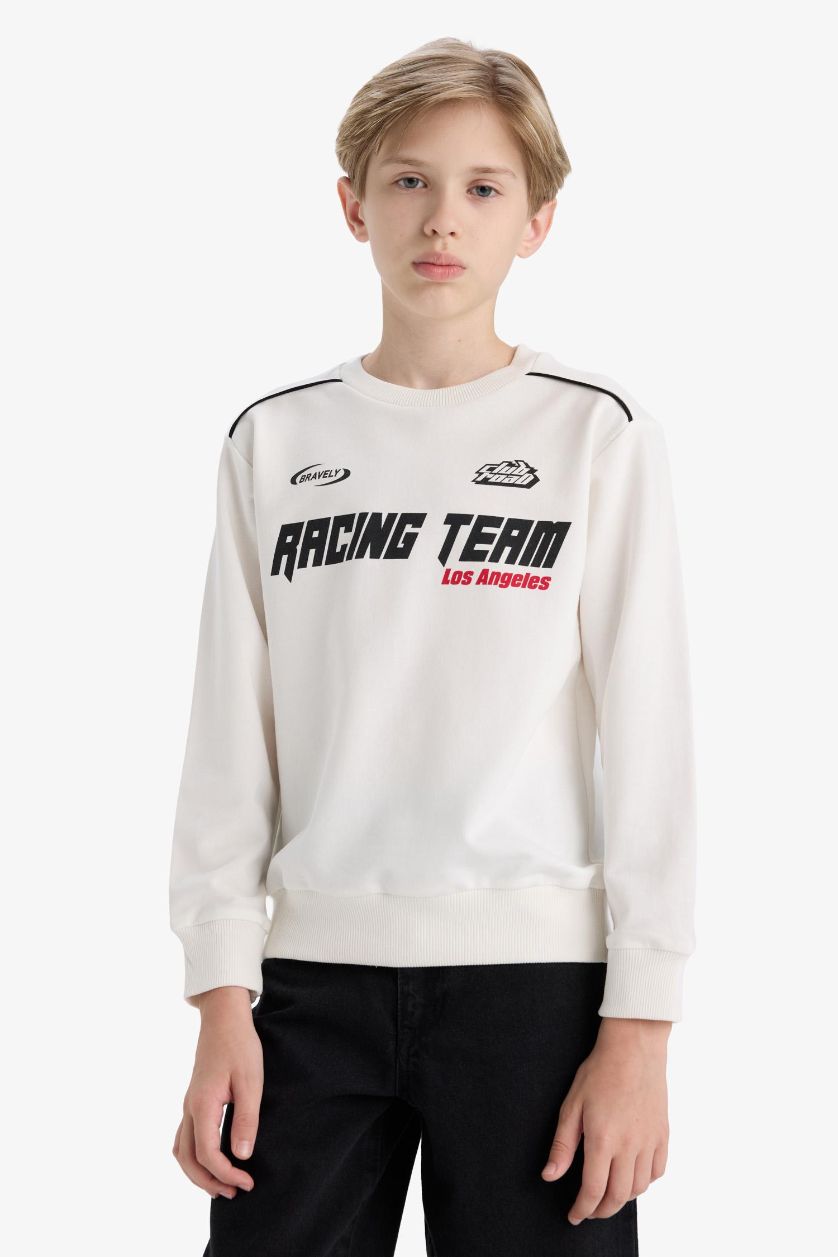 GARÇONS Blanc Sweatshirt imprimé à col rond pour garçon