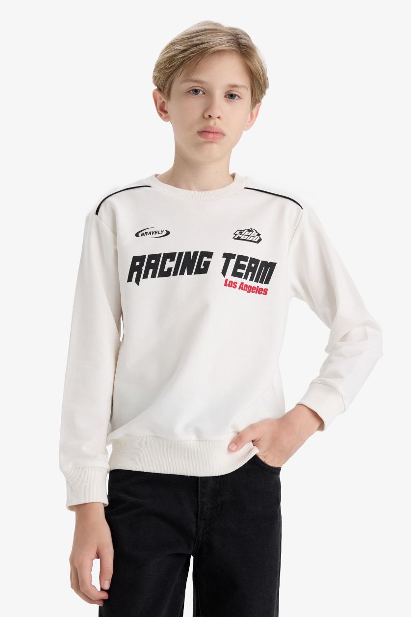 GARÇONS Blanc Sweatshirt imprimé à col rond pour garçon
