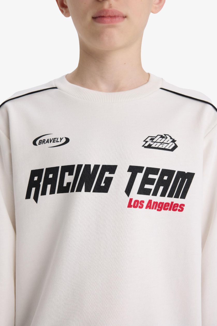 GARÇONS Blanc Sweatshirt imprimé à col rond pour garçon