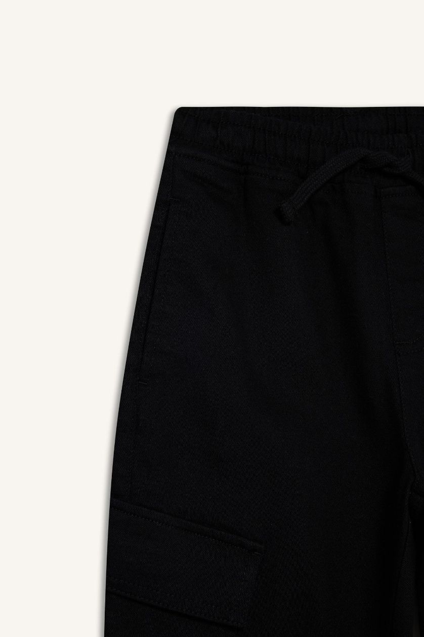 BOYS & TEENS Black Boy Jogger Fit Gabardine Cargo Trousers