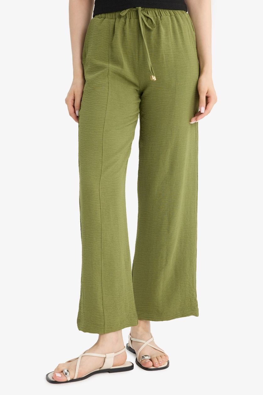 WOMAN Green Regular Fit Straight Leg Aerobin Trousers