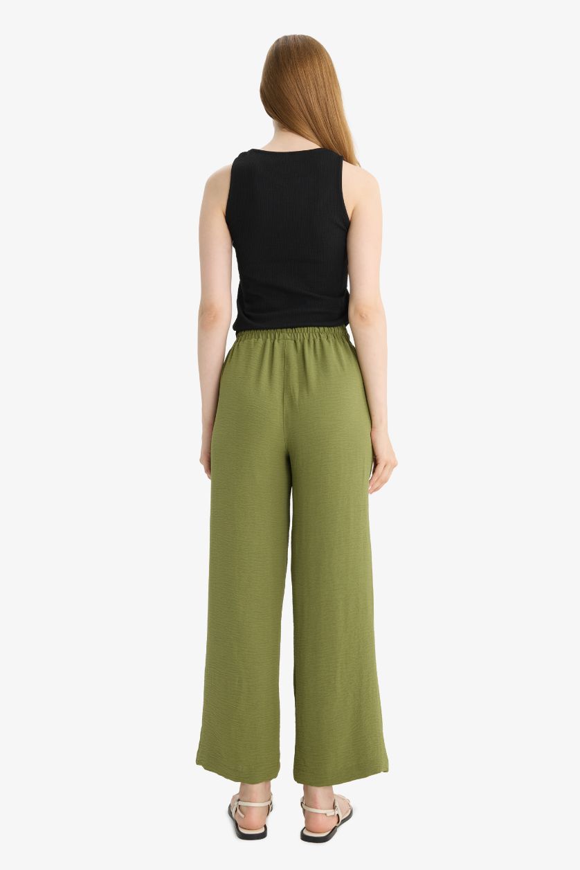 WOMAN Green Regular Fit Straight Leg Aerobin Trousers