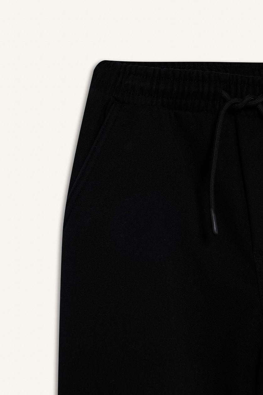 Erkek Çocuk - Genç Erkek Siyah Standart Paça Pelüş Astar Jogger Pantolon Erkek Çocuk