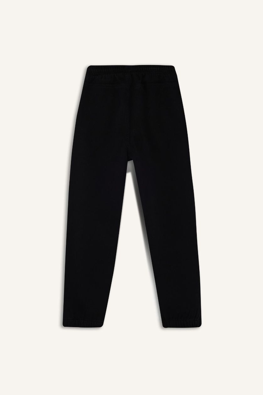 Erkek Çocuk - Genç Erkek Siyah Standart Paça Pelüş Astar Jogger Pantolon Erkek Çocuk