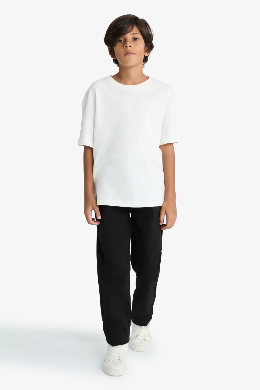 Erkek Çocuk - Genç Erkek Siyah Standart Paça Pelüş Astar Pantolon Erkek Çocuk