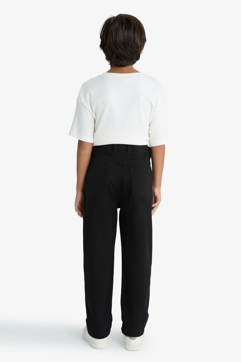 Erkek Çocuk - Genç Erkek Siyah Standart Paça Pelüş Astar Pantolon Erkek Çocuk