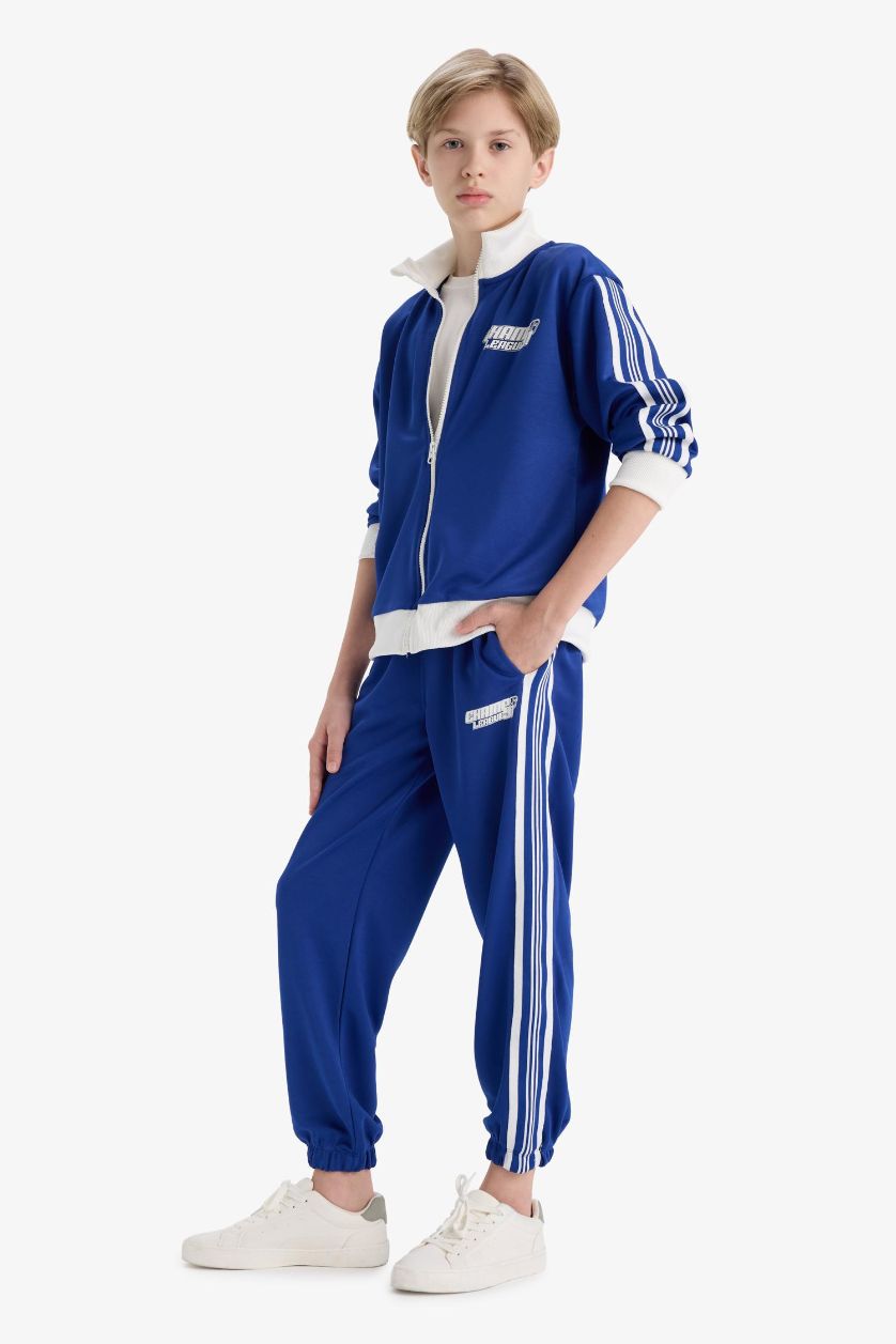 Erkek Çocuk - Genç Erkek Saks Beli Lastikli Baskılı Jogger Eşofman Altı Erkek Çocuk