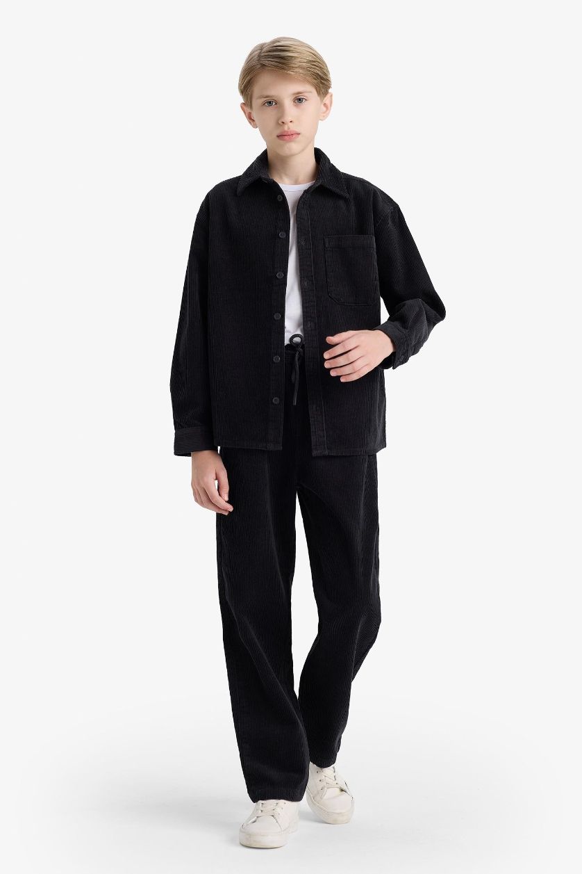 Erkek Çocuk - Genç Erkek Antrasit Standart Paça Fitilli Kadife Pantolon Erkek Çocuk