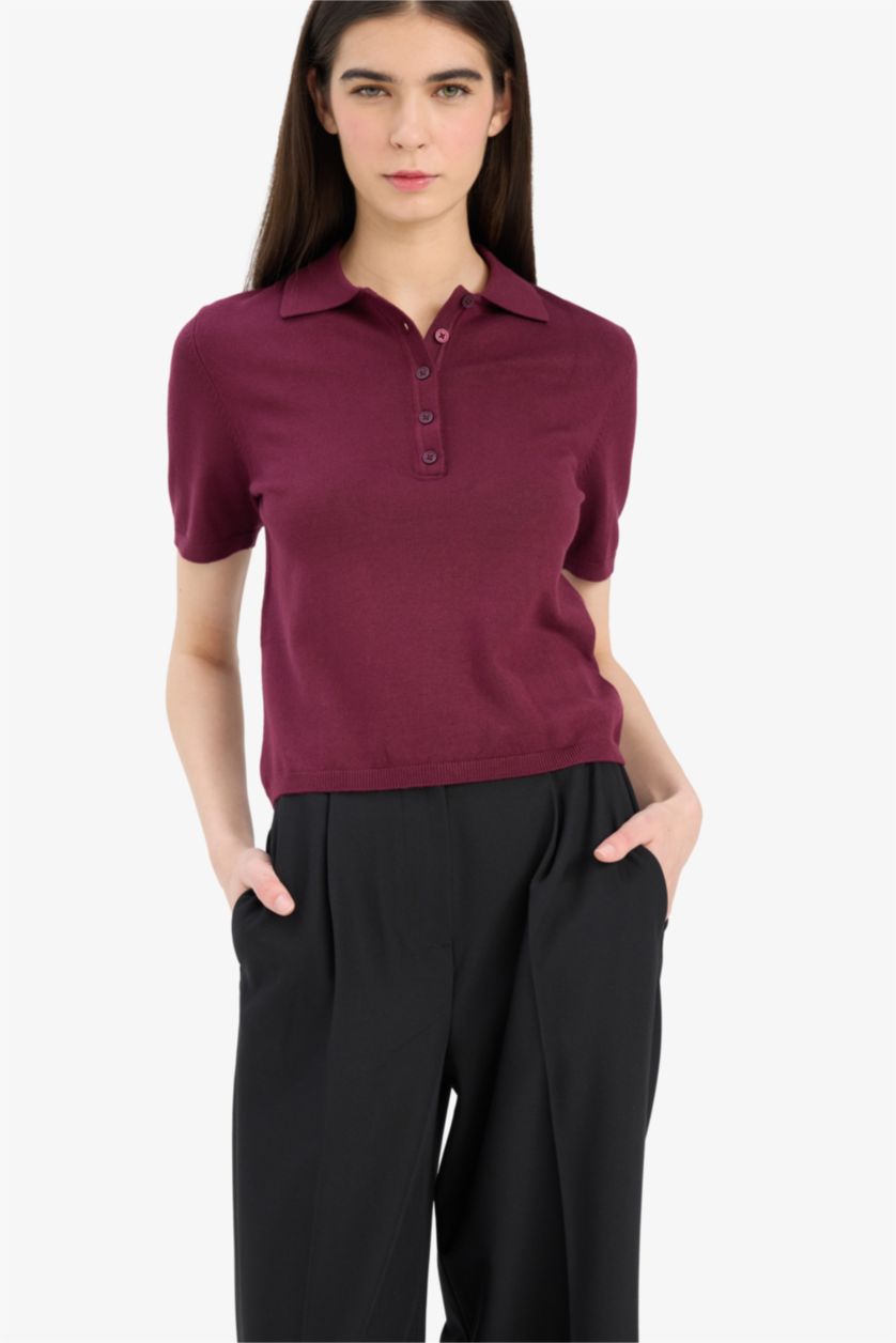 نساء خمري بلوز تريكو مخصر بياخة بولو