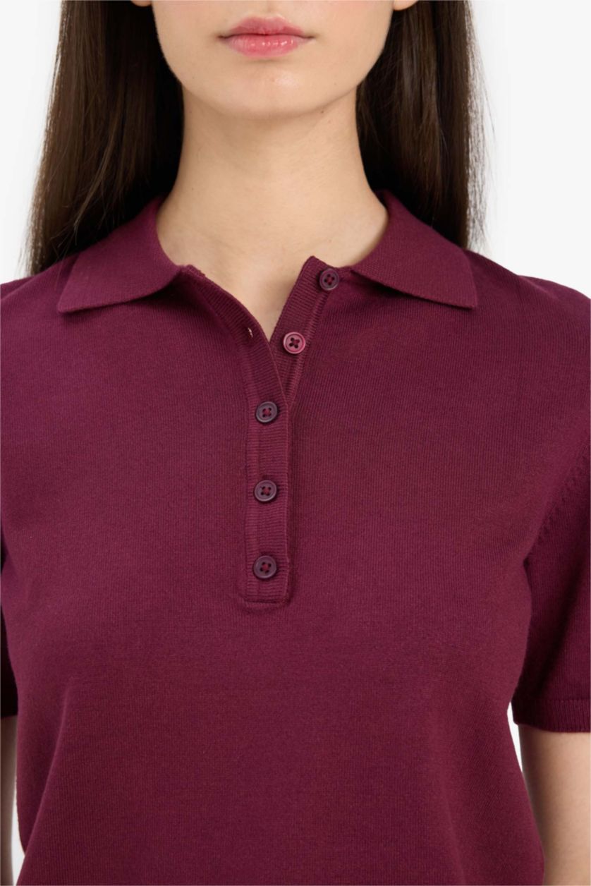 نساء خمري بلوز تريكو مخصر بياخة بولو