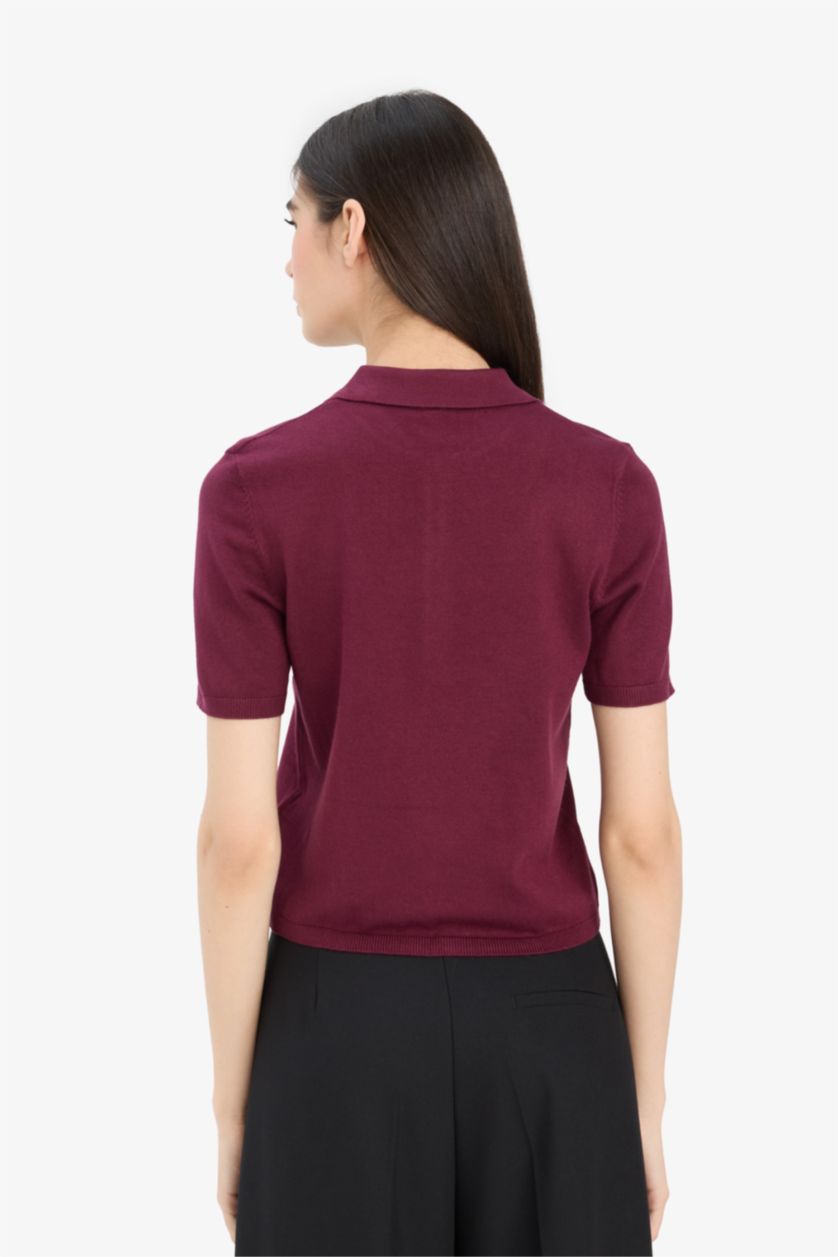 نساء خمري بلوز تريكو مخصر بياخة بولو