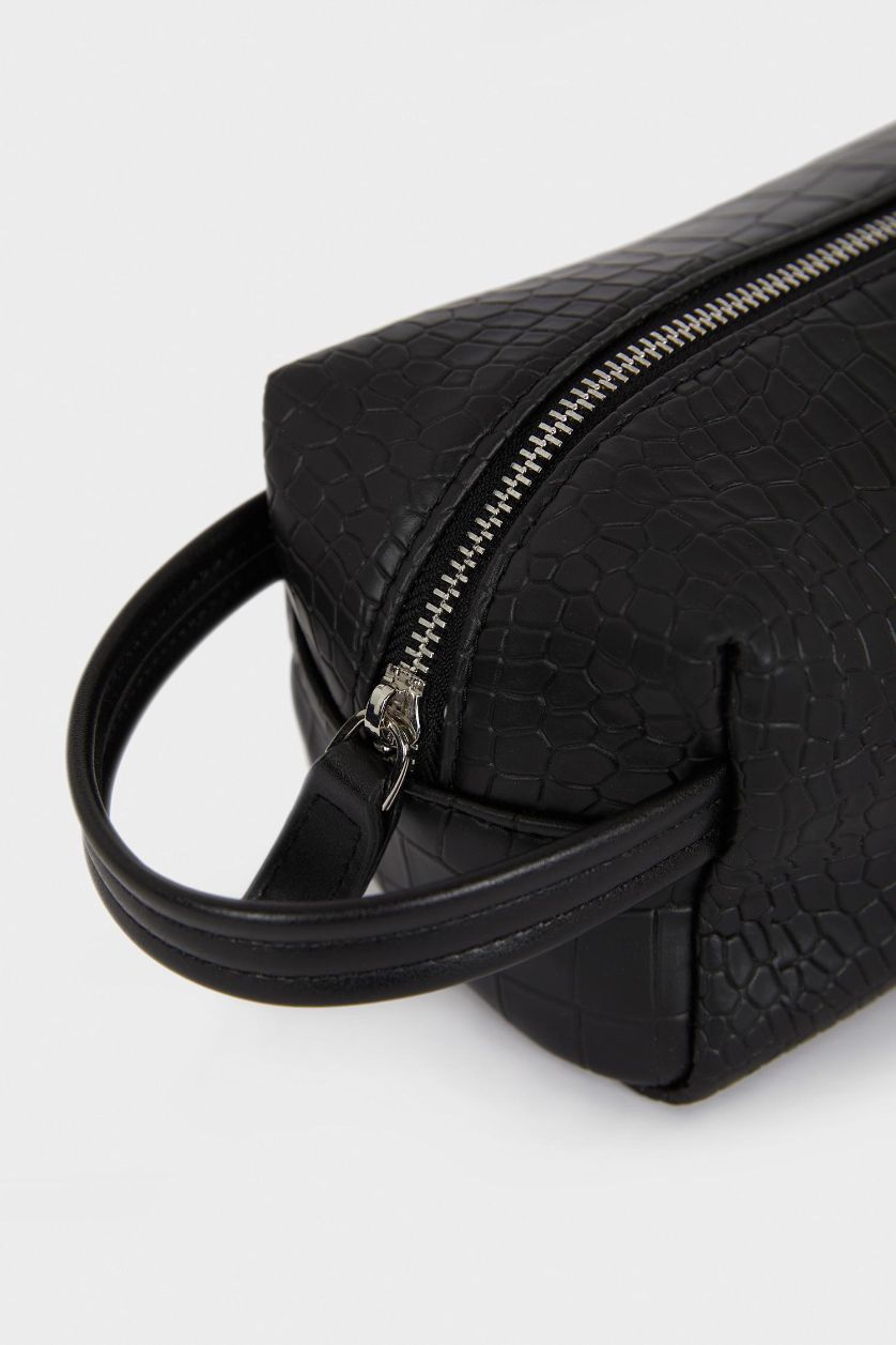 Erkek Siyah AtolyeWolf x DeFacto Erkek Kroko Desenli Suni Deri El Çantası