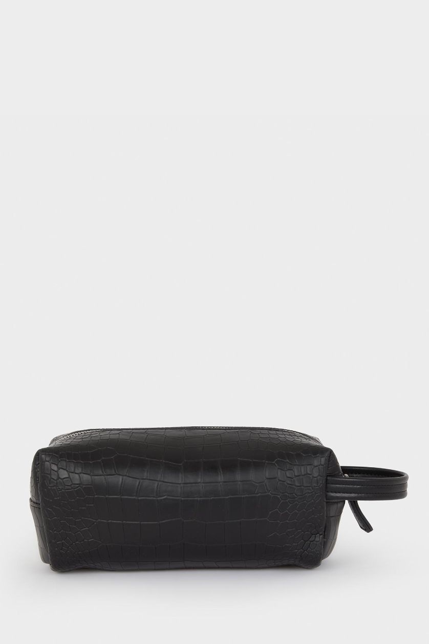 Erkek Siyah AtolyeWolf x DeFacto Erkek Kroko Desenli Suni Deri El Çantası