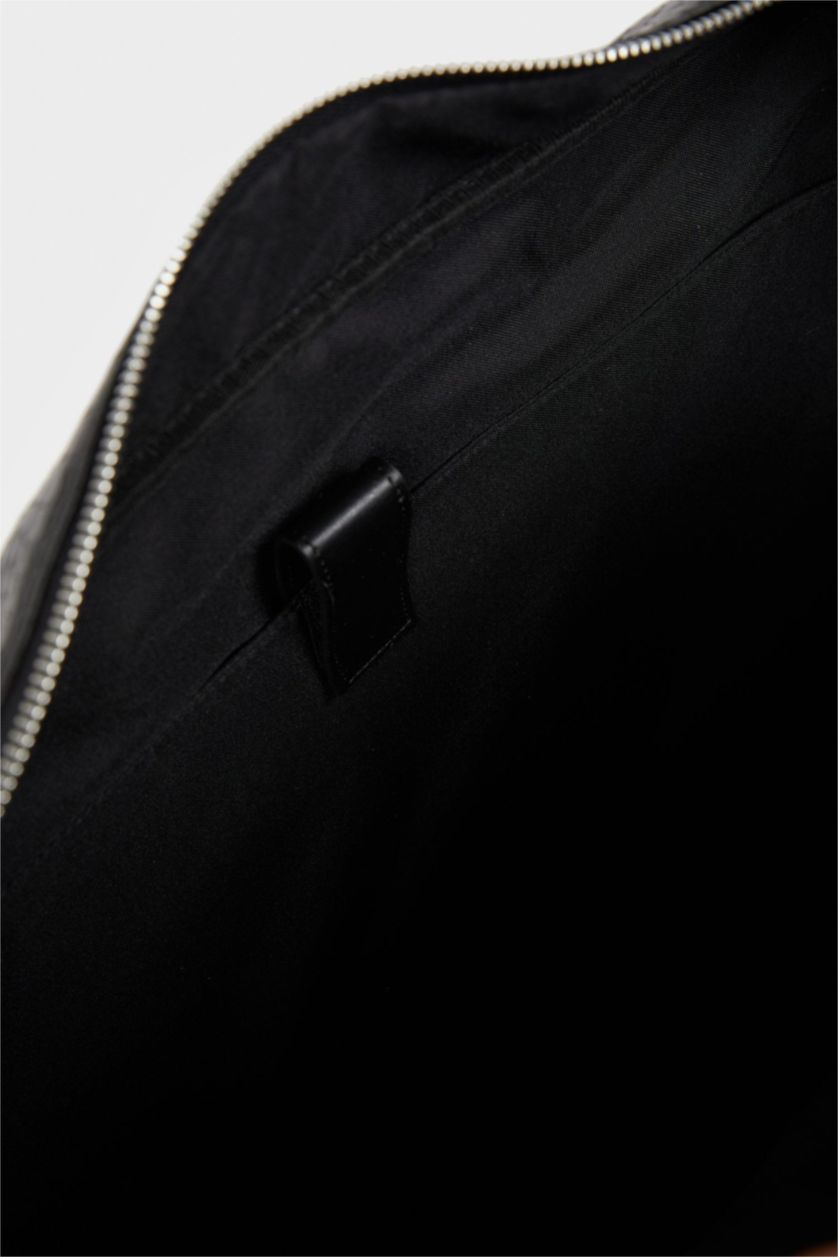 Erkek Siyah AtolyeWolf x DeFacto Erkek Kroko Desenli Suni Deri Bavul