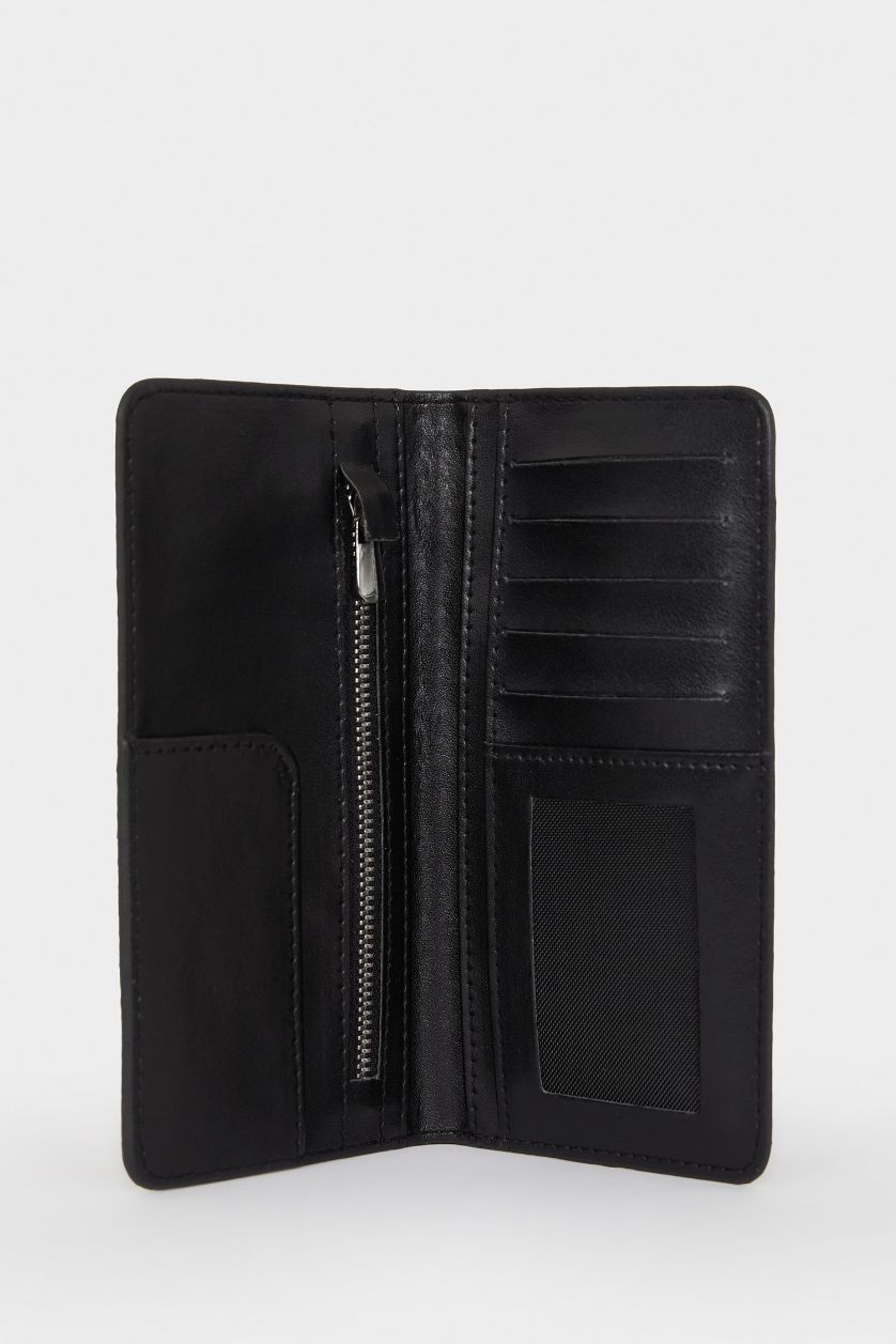 Erkek Siyah AtolyeWolf x DeFacto Erkek Kroko Desenli Suni Deri Cüzdan