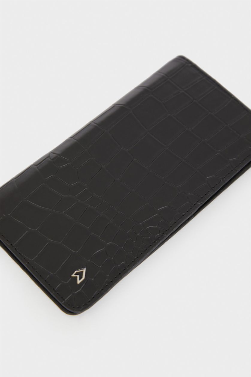 Erkek Siyah AtolyeWolf x DeFacto Erkek Kroko Desenli Suni Deri Cüzdan